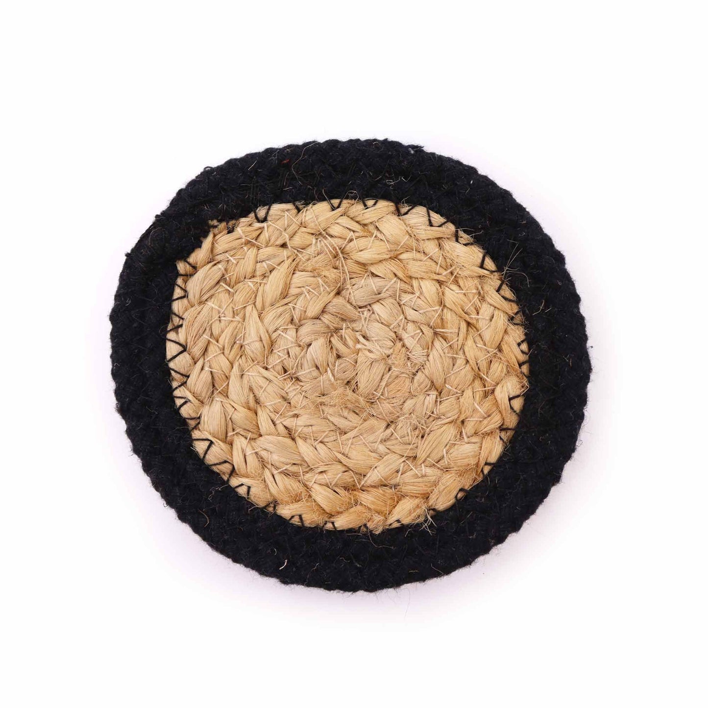 Natural Coaster - Jute & Cotton (set of 4) - Black Border