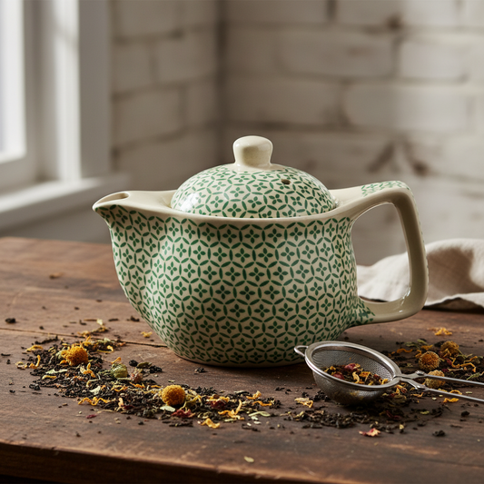 Small Herbal Teapot - Green Mosaic