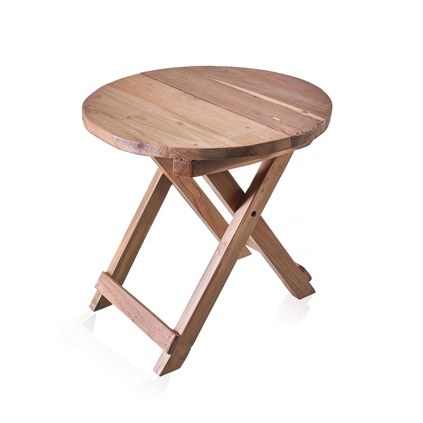 Recycled Round Folding Coffee Table - 50cm - Teak