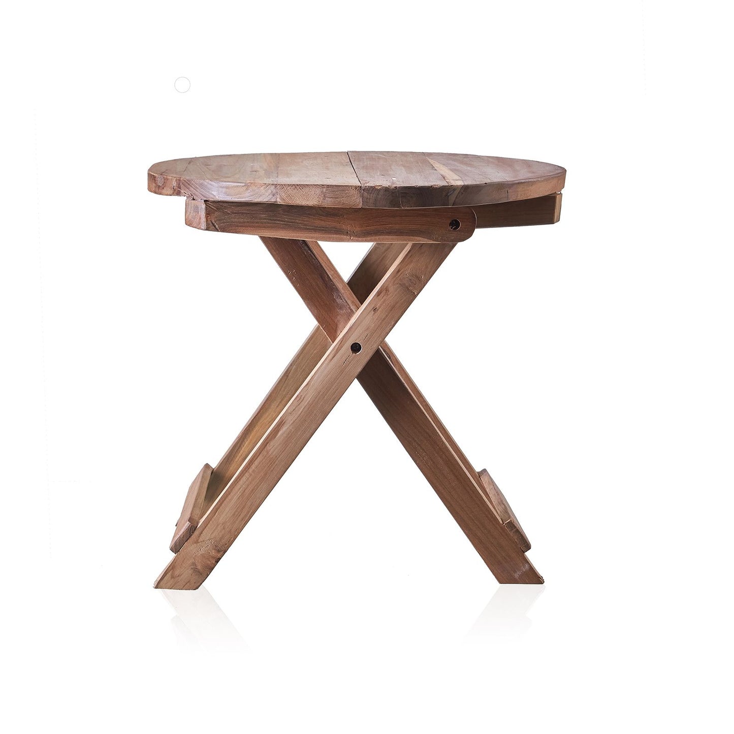 Recycled Round Folding Coffee Table - 50cm - Teak