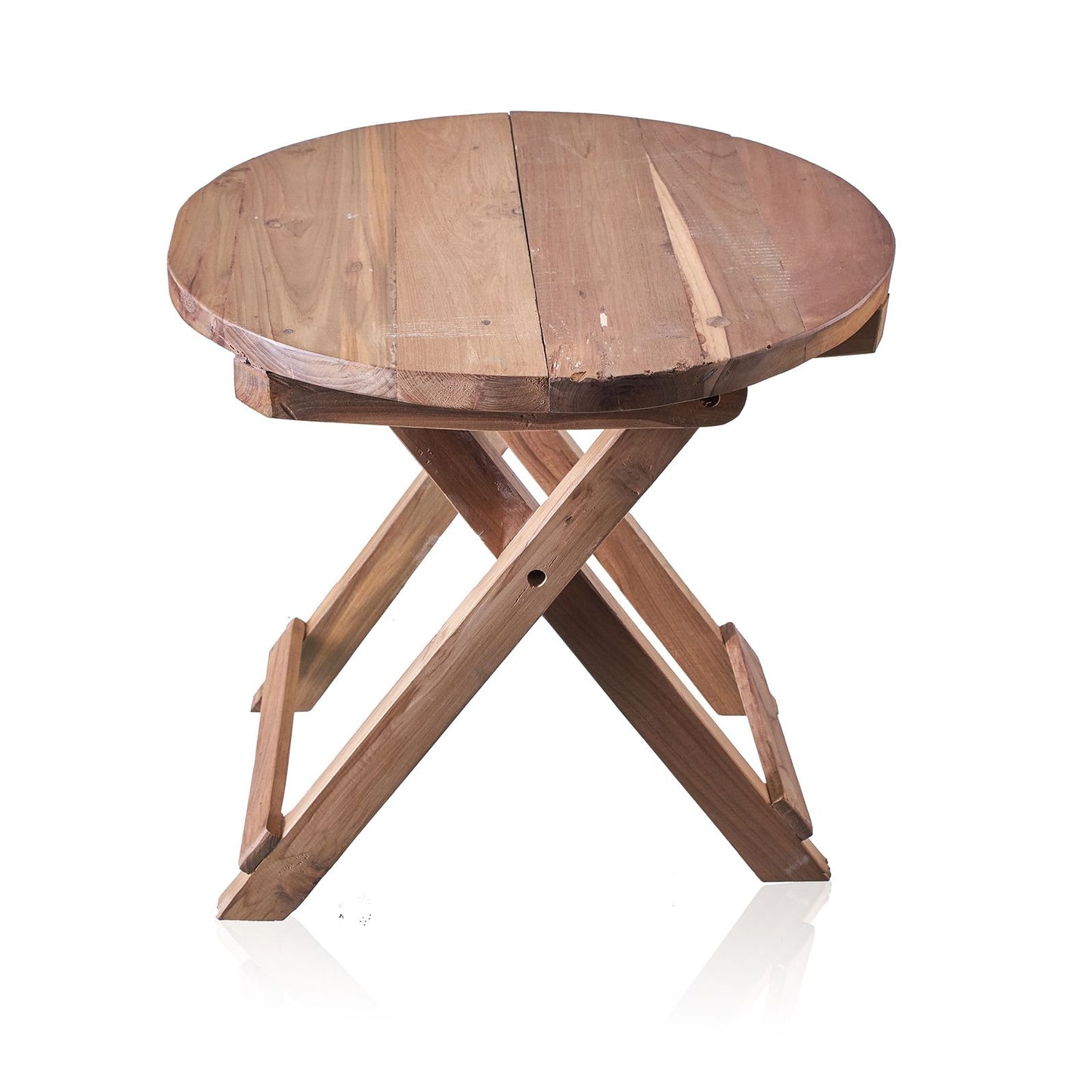 Recycled Round Folding Coffee Table - 50cm - Teak