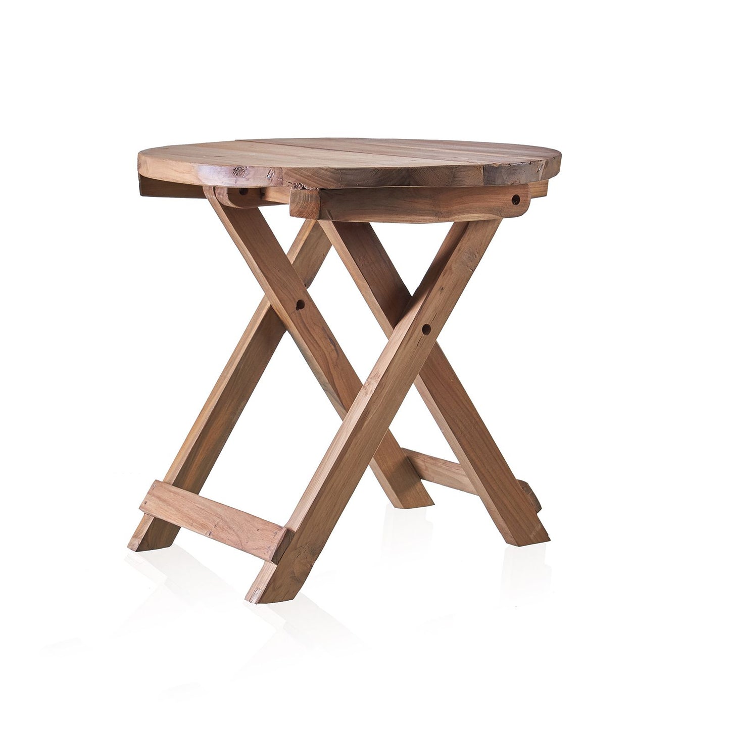 Recycled Round Folding Coffee Table - 50cm - Teak