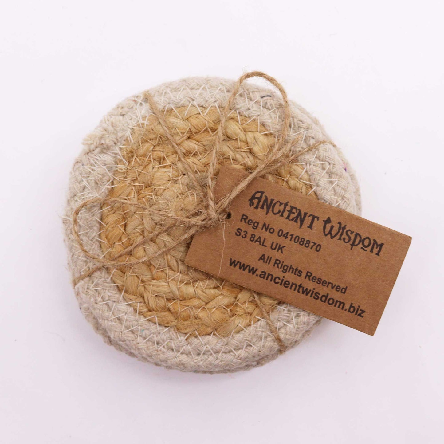 Natural Drink Coaster - Jute & Cotton (set of 4) - Ivory Border