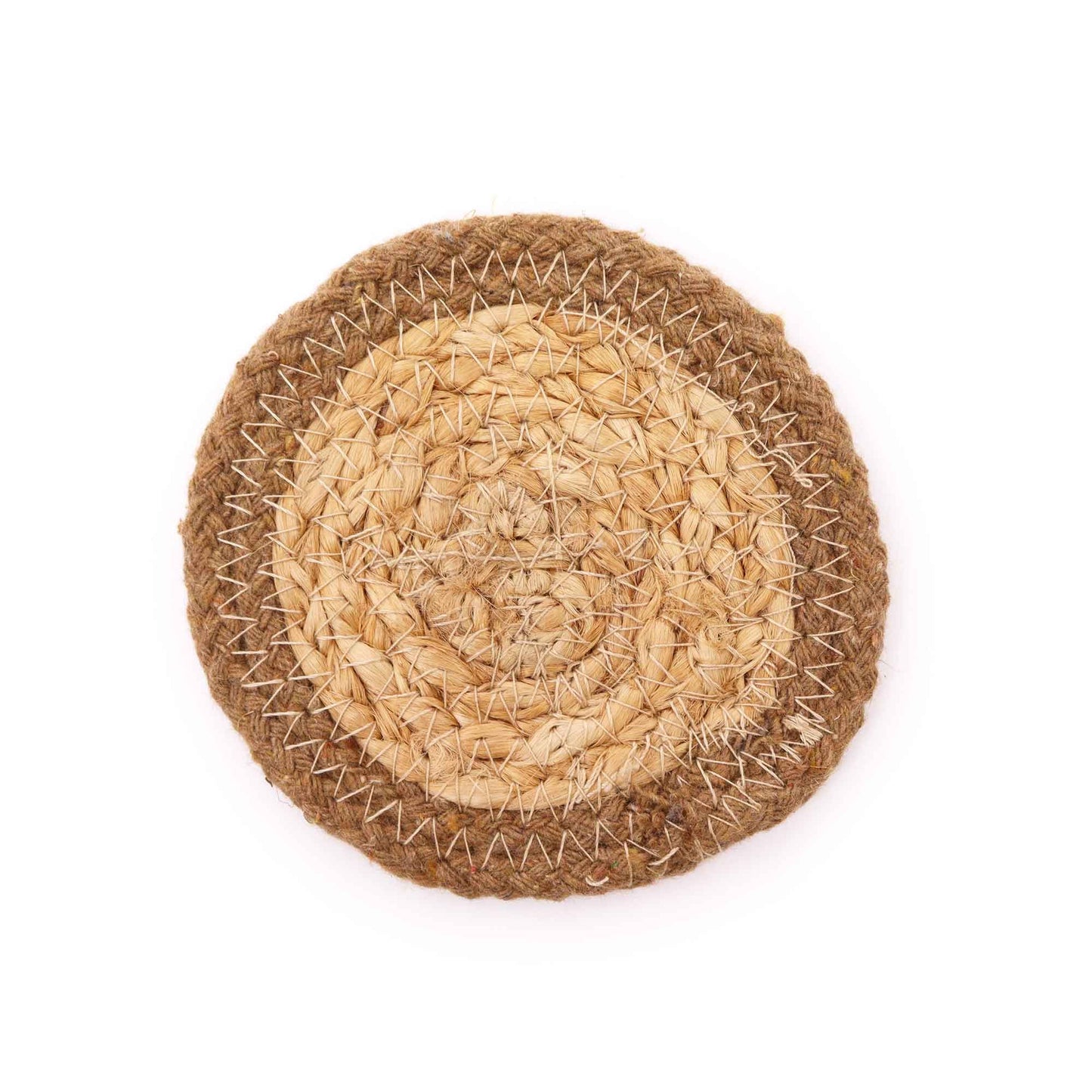 Natural Drink Coasters - Jute & Cotton (set of 4) - Natural Border