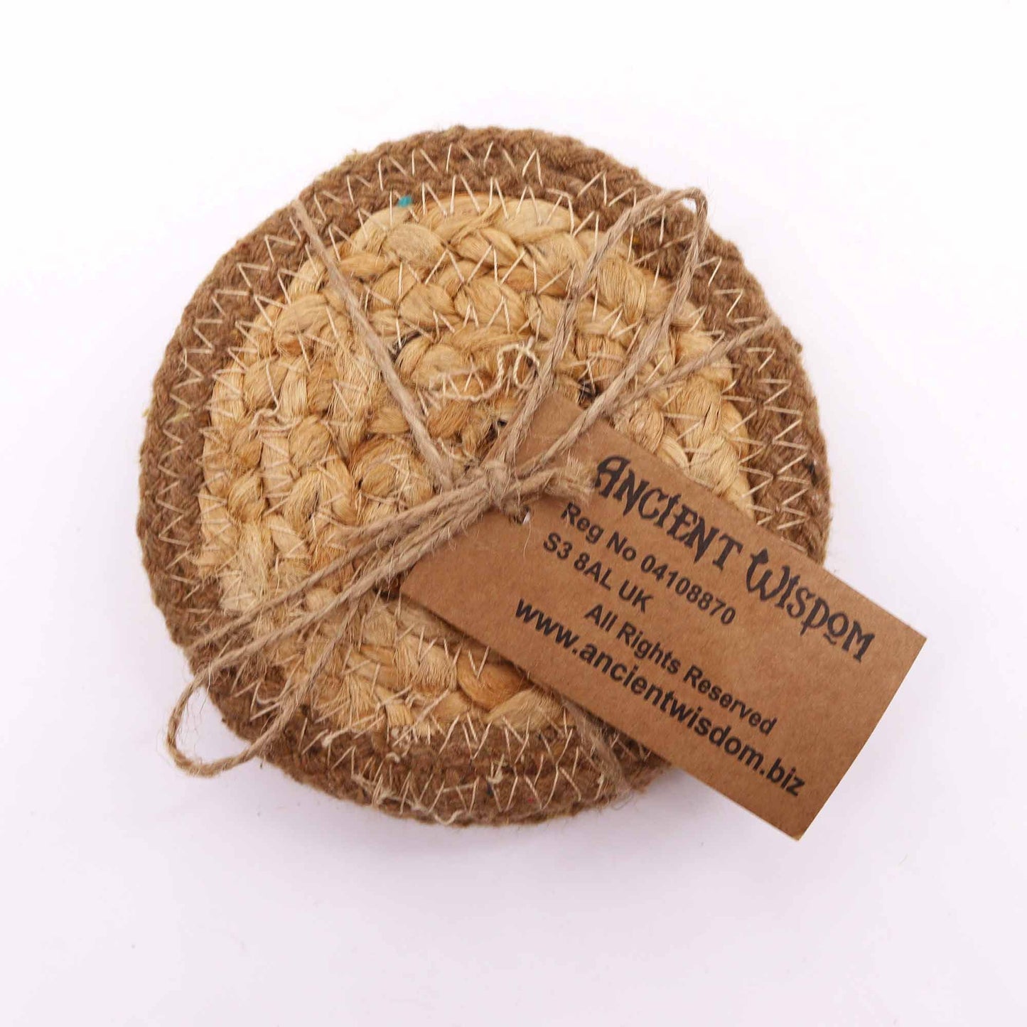 Natural Drink Coasters - Jute & Cotton (set of 4) - Natural Border