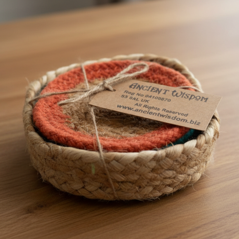 Natural Drink Coasters - Jute & Cotton (Mixed set of 6)